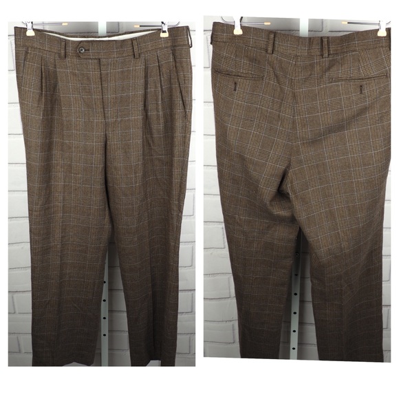 Paul Fredrick Other - Paul Frederick pleat front plaid wool pants 34